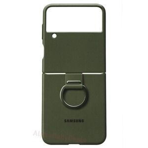 E9-O Samsung Silicone Cover with Ring for‎ Galaxy Z Flip4 - Khaki